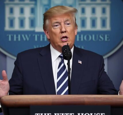 Former President Donald Trump speaking at a White House briefing on alleged Iranian plot to assassinate him, highlighting U.S.-Iran tensions and global security implications in 2026.